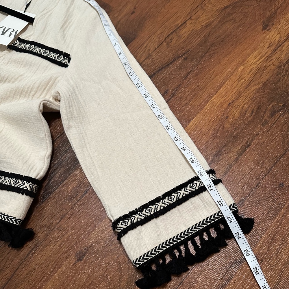 Zara Fringed Passementerie Jacket Cream and Black Long Sleeve - Picture 16 of 16